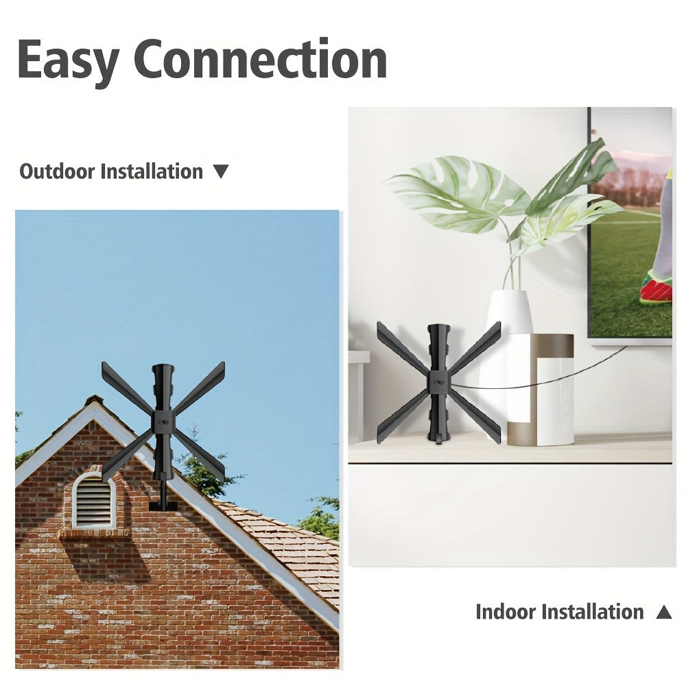 TV Antenna with J Mount 150 Mile Range - Indoor Outdoor Attic Installation, 2026 Model, Local Channels 4K 1080p HD, Easy Setup, Black
