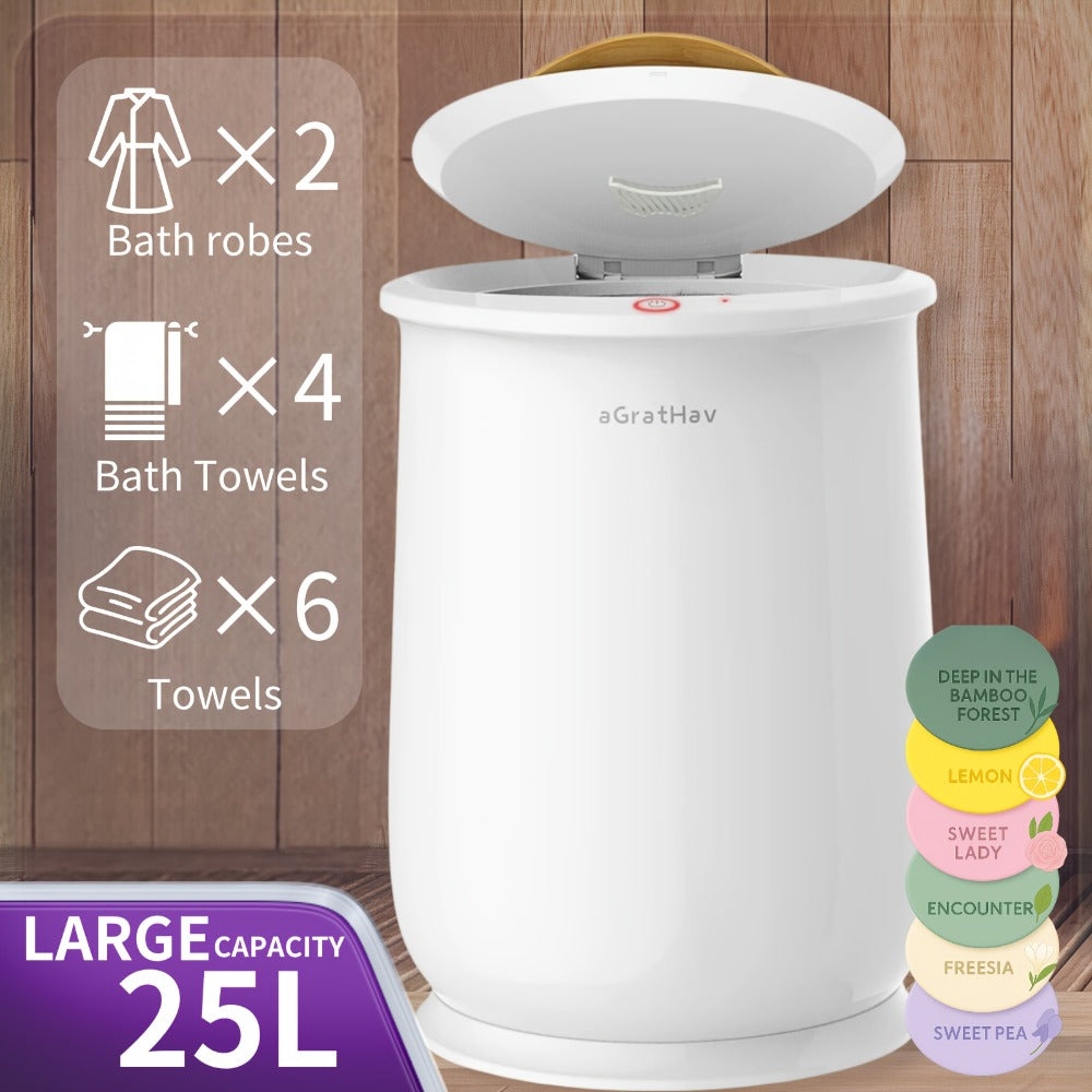 Electric Towel Warmer Bucket Ultra Large Capacity Fits Two 40x70 Towels ETL FCC Certified 1-Min Heat Auto Shut-Off Silent Spa Bathroom Heater Lavender Disc Gift