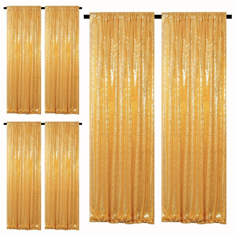 Sequin Backdrop Curtains 2FTx8FT Glitter Photography Background Panels for Party Wedding Birthday Stage Decoration Gold Yellow Shimmer Curtain Set 4 6 10 Panels Available