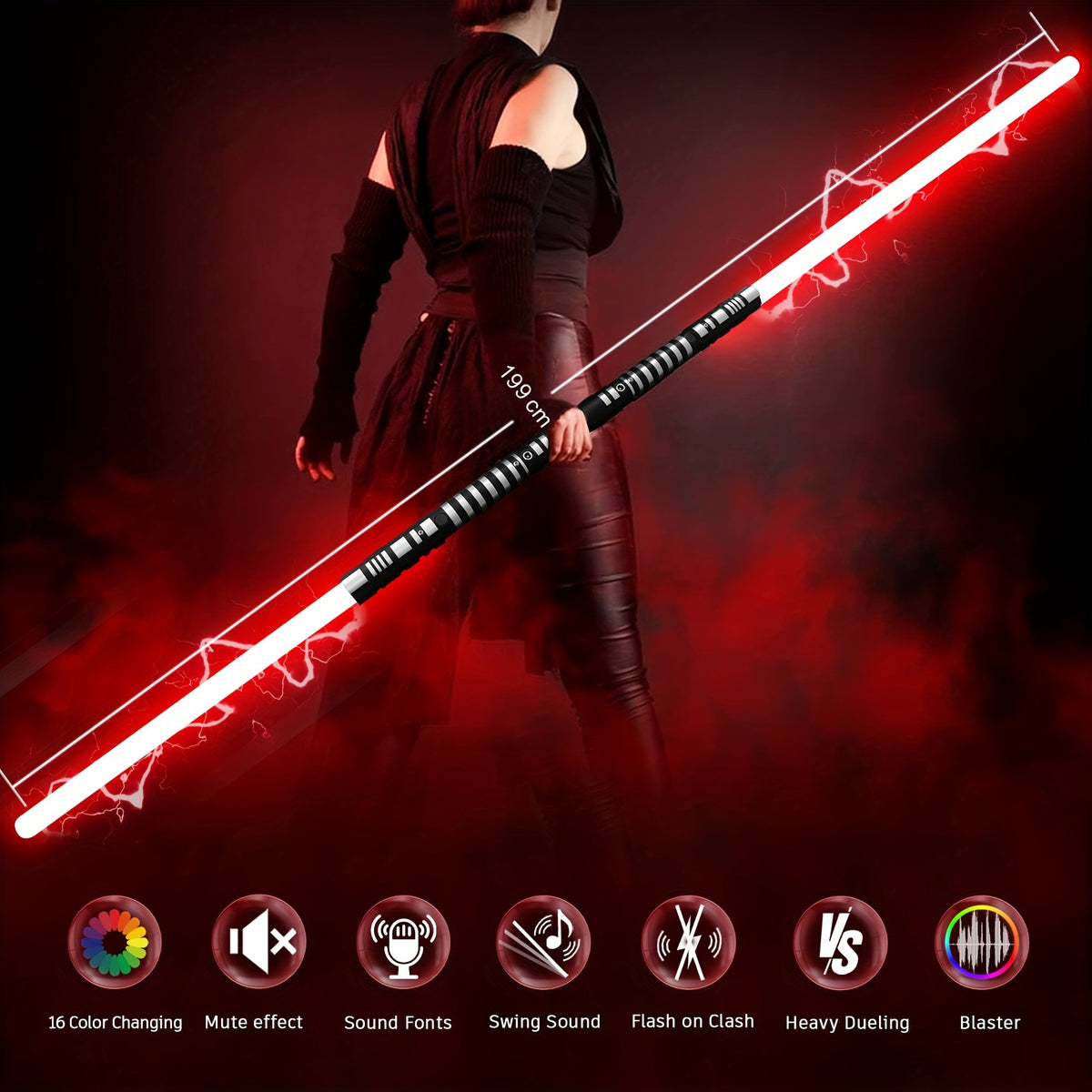 Light-Up Dueling Saber with 16 Color Modes and 2-in-1 Costume Prop Design