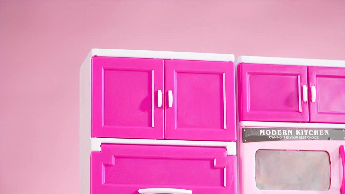 Pink Mini Kitchen Toy Set, 64-Piece Pretend Play with Lights and Sounds