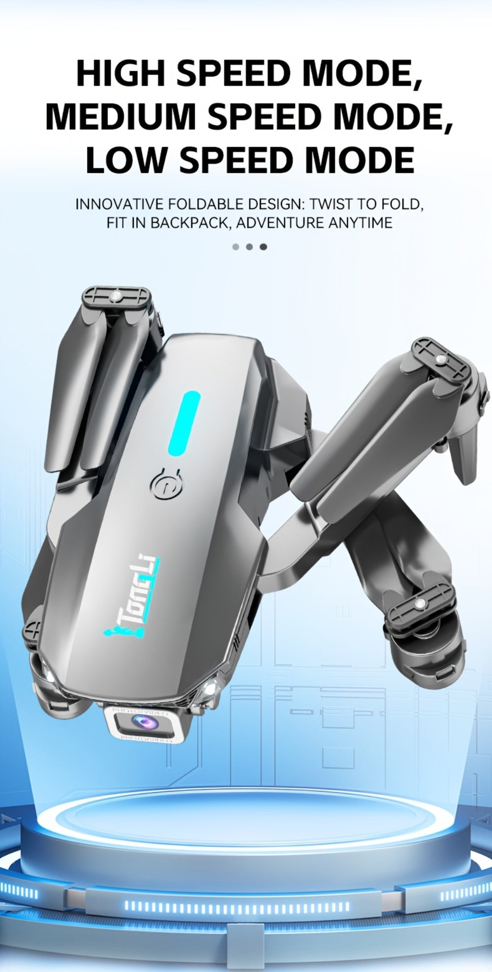 Foldable HD Camera Drone Free Storage Bag USB-C Charging 3D Flips Single or Dual Camera Built-in Screen Remote | Beginner Vlogging Aerial Photography Quadcopter Gift for Kids Teens Adults