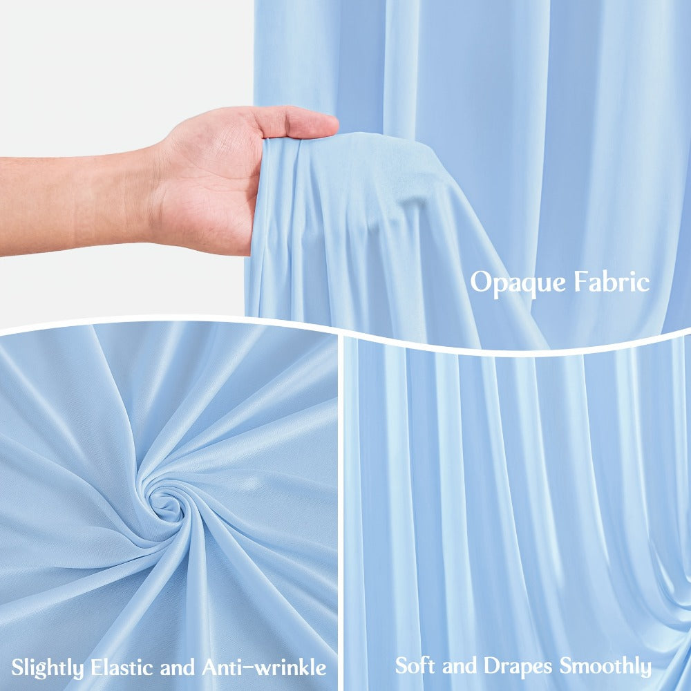 2-Pack 10x10ft Spandex Photography Backdrop Curtains - Wrinkle-Resistant Polyester Background Cloth with Pole Pockets for Weddings, Birthdays, Banquets & Photo Studio Events