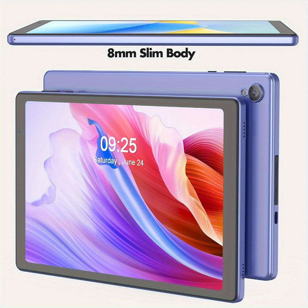 Android 14 Tablet 10 Inch 6000mAh Battery 4GB RAM 32GB ROM Quad-Core HD IPS Screen WiFi Google Play Front Rear Camera Blue Pink Gray Purple with Protective Case