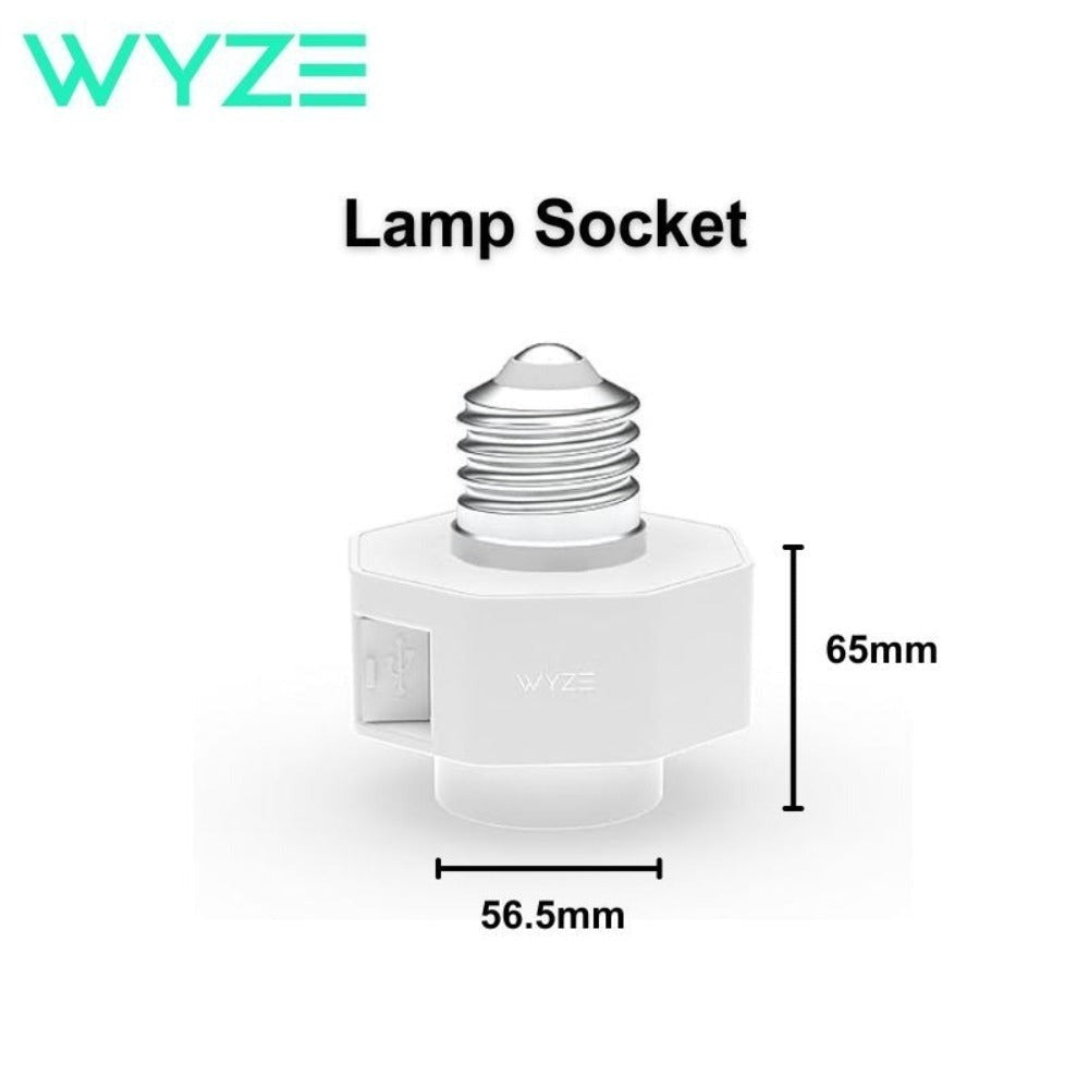 Wyze Lamp Socket Power Adapter for Wyze Cam v3 & v4 – Powers Camera via Exterior Light Fixture, Motion-Activated Security Light, Dusk to Dawn Scheduling, Wireless Sync Up to 5 Sockets, Wyze App (Camera Sold Separately)