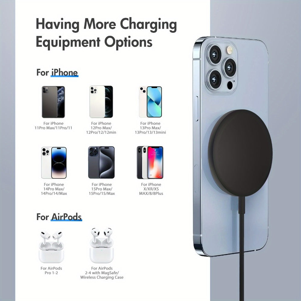 Ultra Slim Magnetic Wireless Charging Pad 15W Multi-Pack – 2-Pack & 3-Pack Value Set for iPhone 17 Air 16 15 14 13 12 11 Pro Max & AirPods 4 3 2 Pro | 0.6cm Thin 65g Portable Travel Charger | White Black