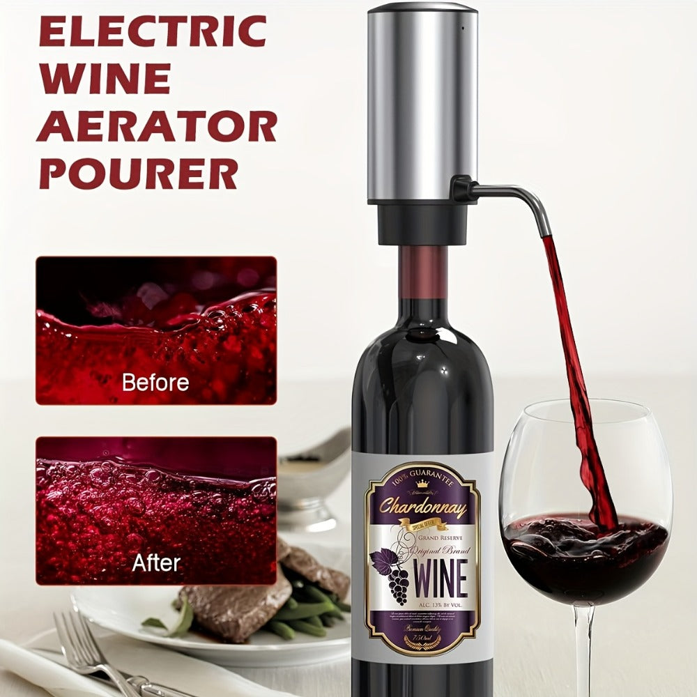 Electric Wine Opener Set – Rechargeable Automatic Corkscrew with Wine Aerator Dispenser, Vacuum Stopper & Foil Cutter for Any Occasion Gift