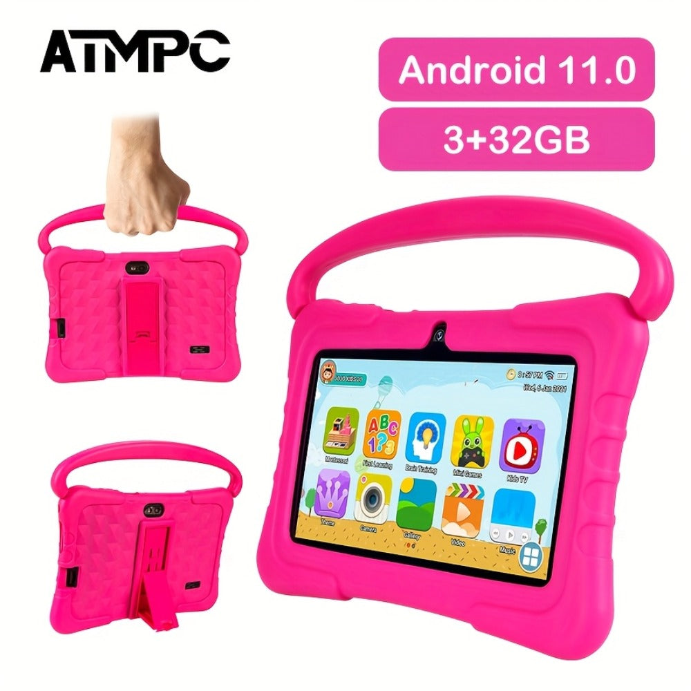 Kids Tablet 7 Inch Android 11 with Iwawa App, Parental Controls, 3GB RAM 32GB ROM, 2.4G WiFi Bluetooth, Learning Tablet for Boys & Girls, Educational Toy Gift for Toddlers Ages 3-10, Red & Blue