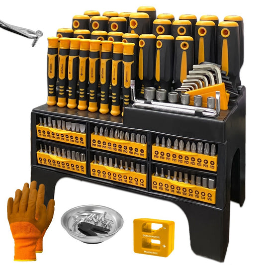 Magnetic Screwdriver Set, 121-Piece Chrome Vanadium Kit with Storage Rack