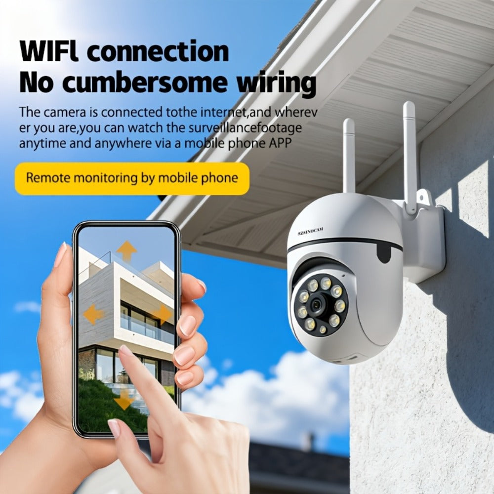 1080P WiFi Security Camera Indoor Outdoor, 360° Pan Tilt Zoom, Color Night Vision, Two-Way Audio, AI Motion Detection, Spotlight Alarm, Cloud & TF Card Storage, Remote Monitoring Home Security