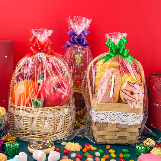 Clear Cellophane Gift Basket Bags, 18 x 30 Inches, 50-Pack for Gift Wrapping