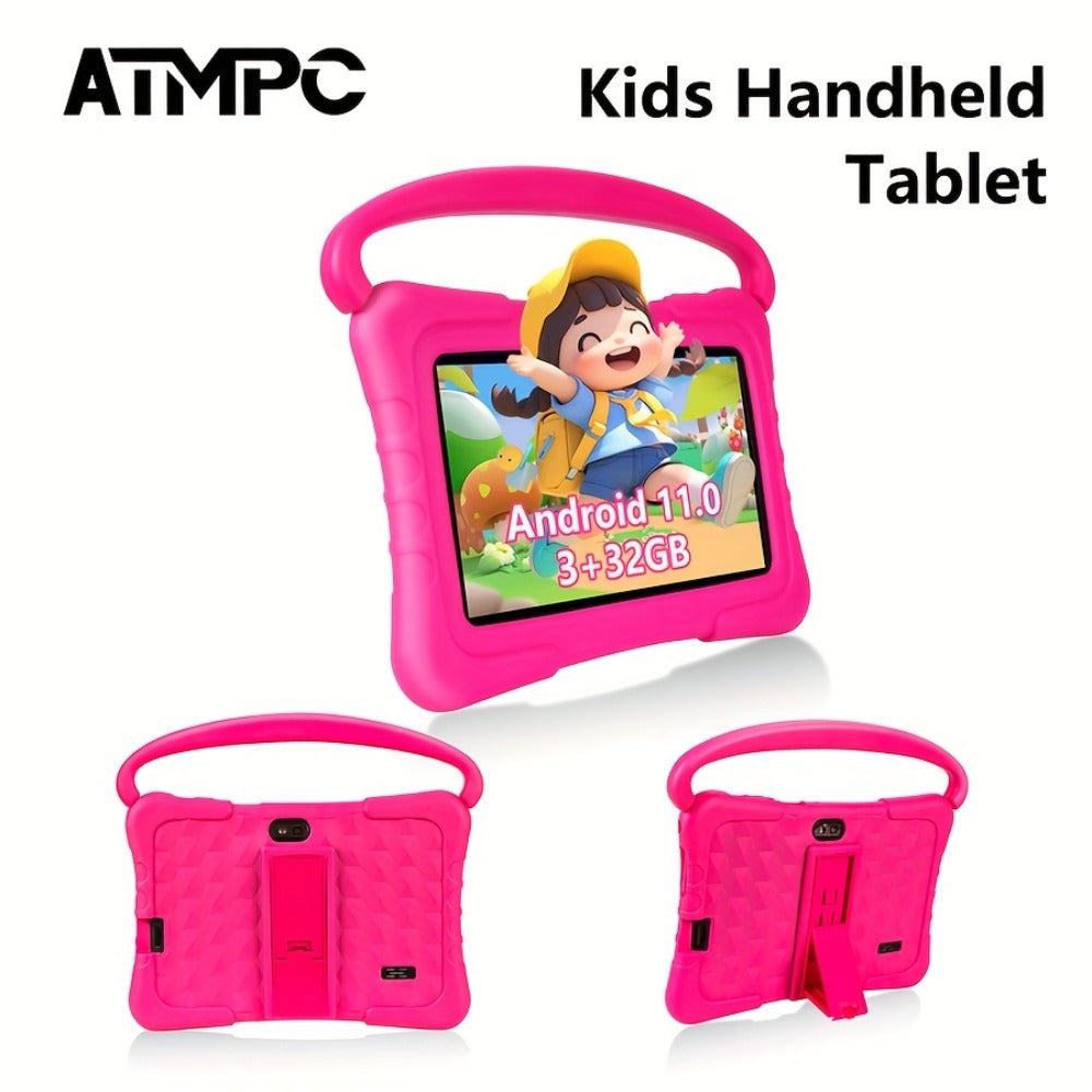 Kids Tablet 7 Inch Android 11, Dual Camera, Parental Controls, Educational Games & Learning Apps, 3GB RAM 32GB ROM, WiFi, Toddler Learning Machine, Birthday & Holiday Gift for Boys Girls Ages 3-10, Pink