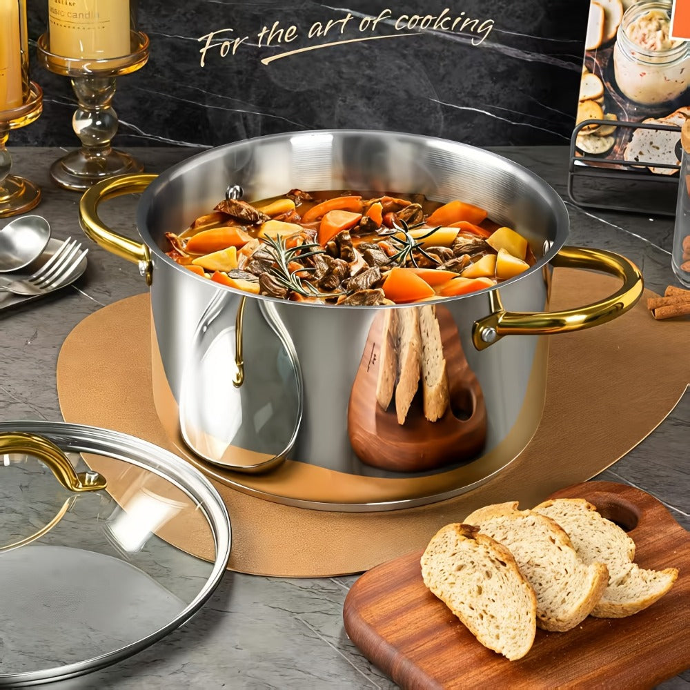 Stainless Steel Non-Stick Cookware Set 1 11 & 13 Piece – Non-Toxic Dishwasher & Oven Safe Kitchen Cooking Set | Frying Boiling Stir-Fry Pots and Pans | Golden Silver Pink Orange Home & Catering