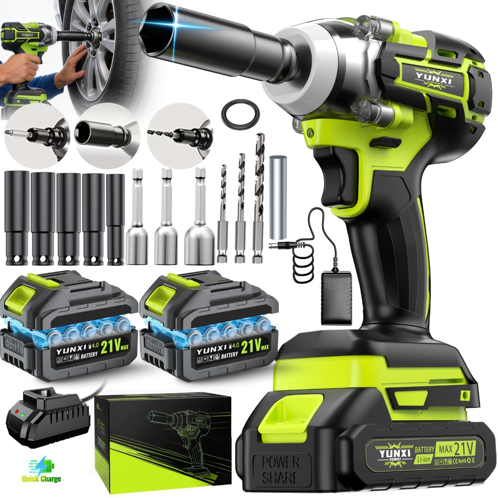 Cordless Impact Wrench Brushless Motor 3-in-1 High Torque – Rechargeable Battery, Lightweight Design, Variable Speed, for Car Repair, Auto Mechanic, Construction, Workshop & Household Maintenance – Multiple Battery & Accessory Configurations