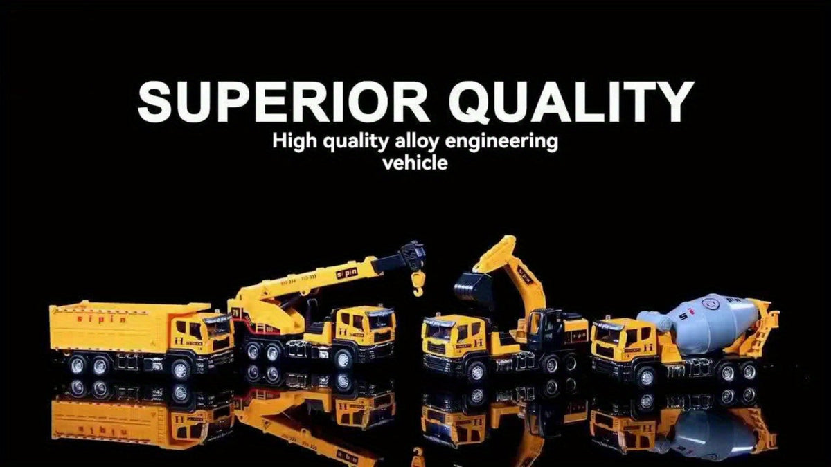 Construction Vehicle Toy Set with Excavator, Mixer, Dump Truck and Crane Options