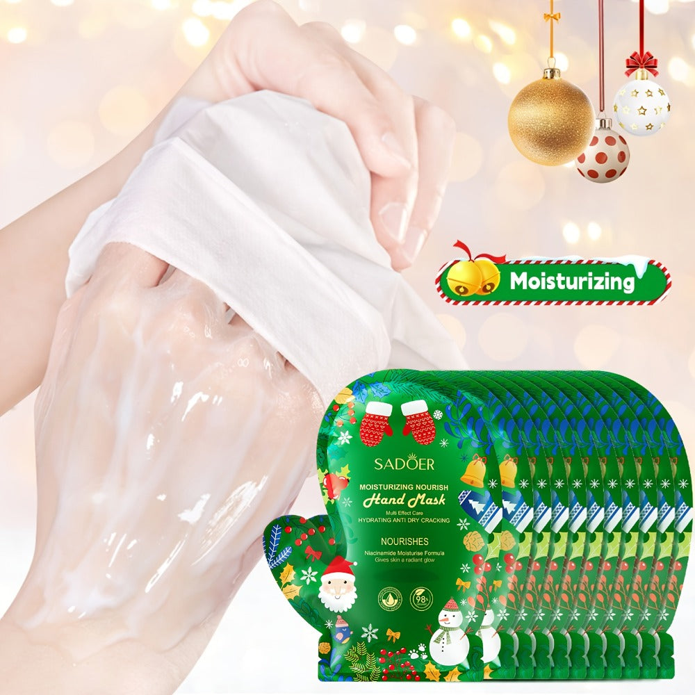 Collagen Hand & Foot Mask Set 12PCS - Deep Moisturizing Niacinamide Glycerin Hydrating Spa Treatment for Dry Cracked Hands & Feet - 6 Hand Masks + 6 Foot Masks Gift for Women Mom