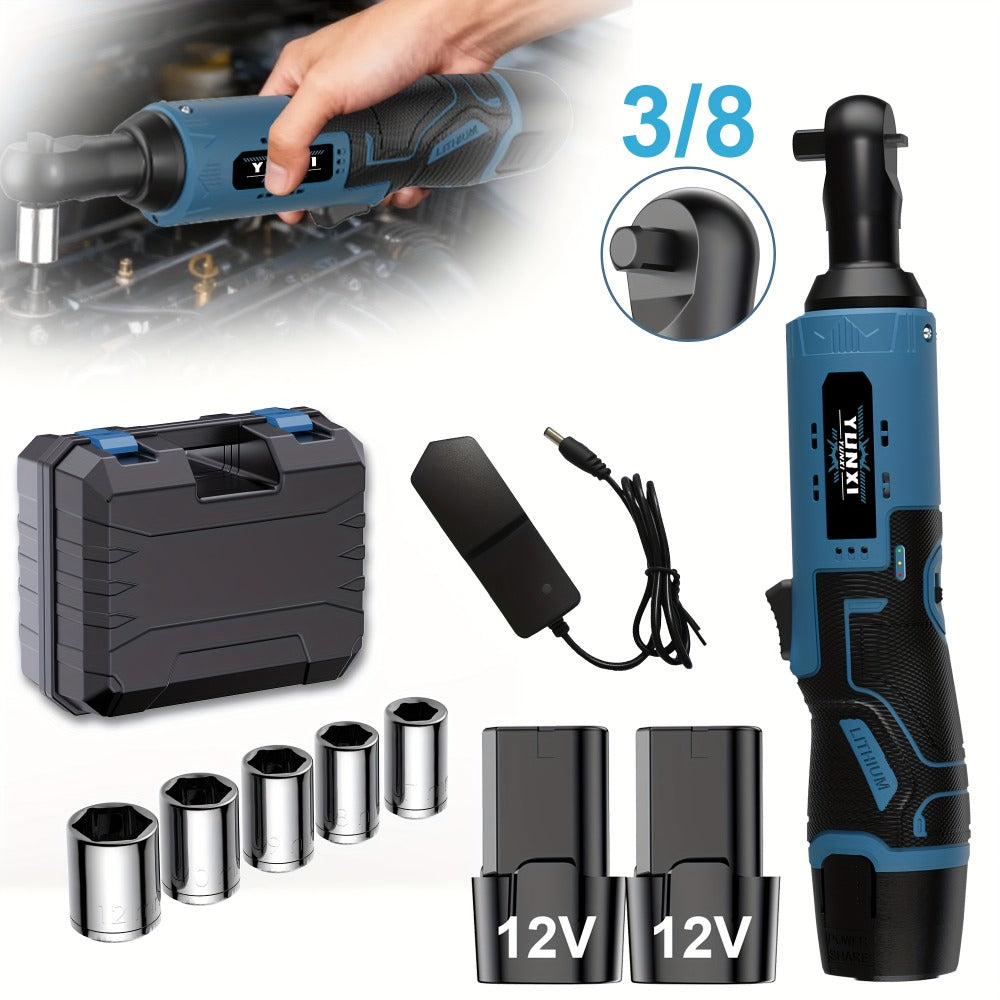 12V Brushless Electric Ratchet Wrench Set with Battery & Quick Charger – Wireless Car Repair Tool Kit for Home & Auto, Holiday Gift for Men