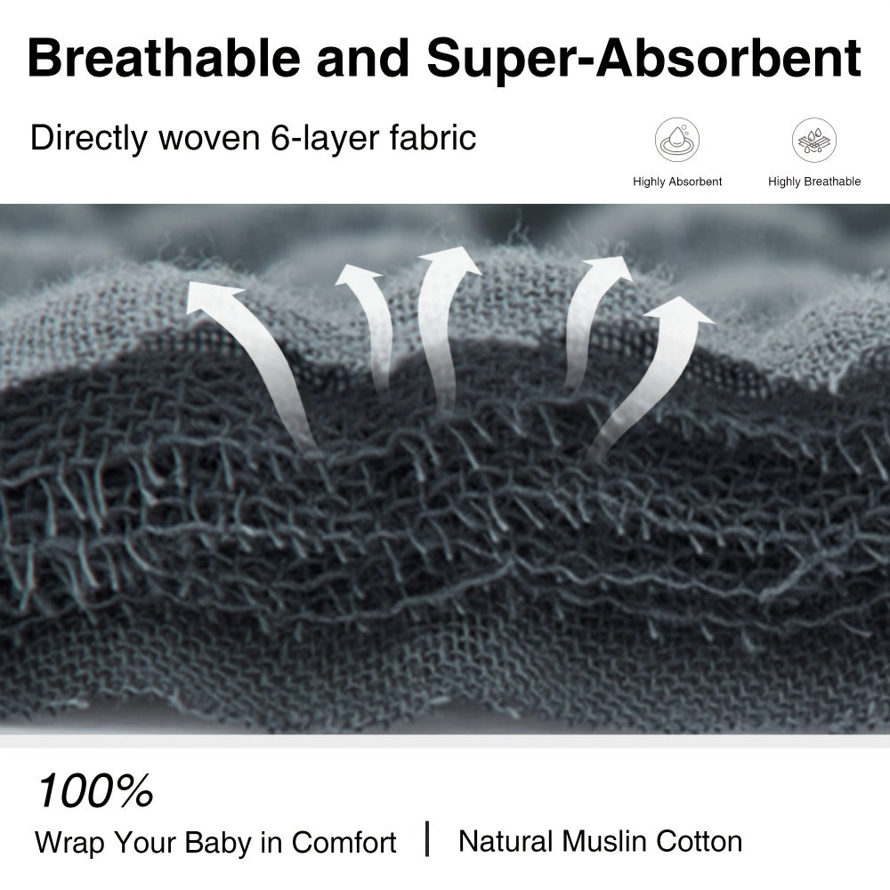 6-Layer Gauze Blanket 100% Muslin – Lightweight Breathable Cotton Throw for Couch & Bed, All Season Adult Blanket, 4 Colors