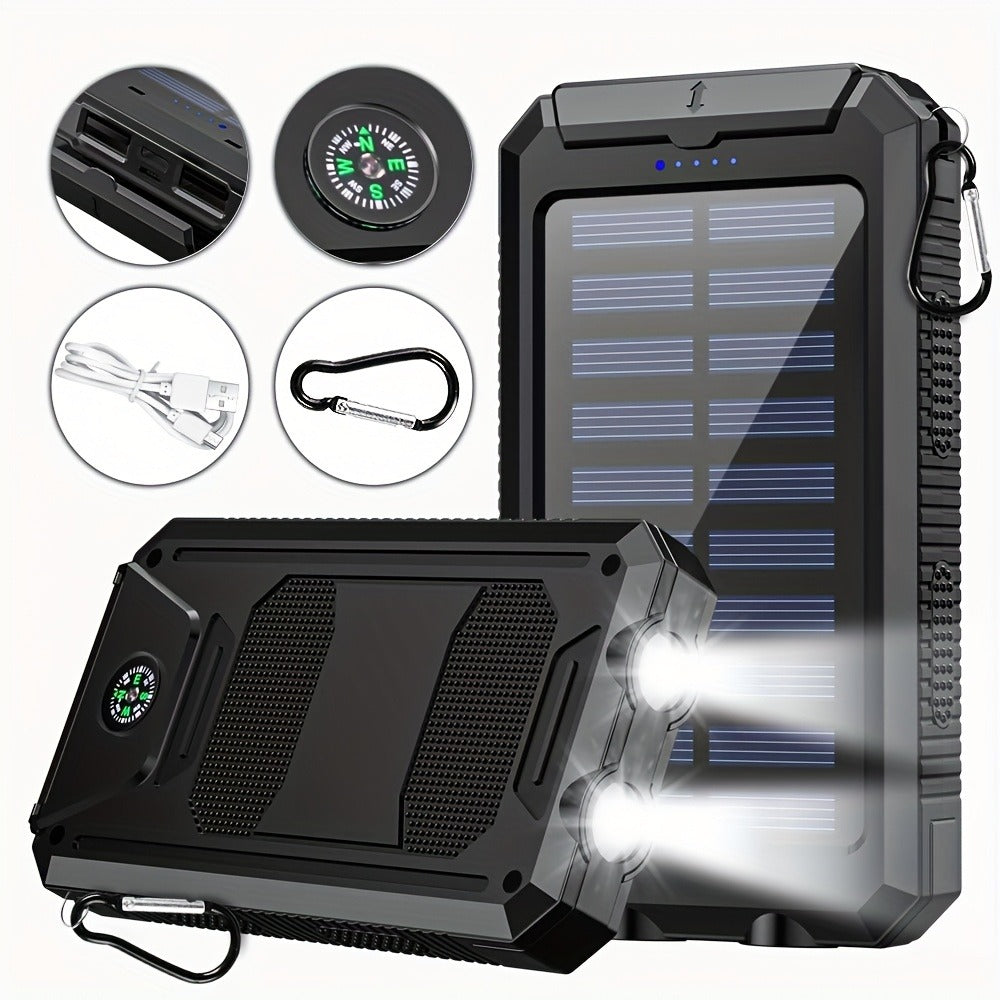 Solar Power Bank 45800mAh QC3.0 Fast Charging – Dual USB Portable Charger with LED Flashlight for Camping Hiking Travel Emergency, High Capacity Battery Pack for All Cell Phones & Devices