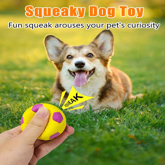 Latex Squeaky Dog Balls, Soft Bouncy Sport Fetch Toys, 4-Pack, 2.8 Inch