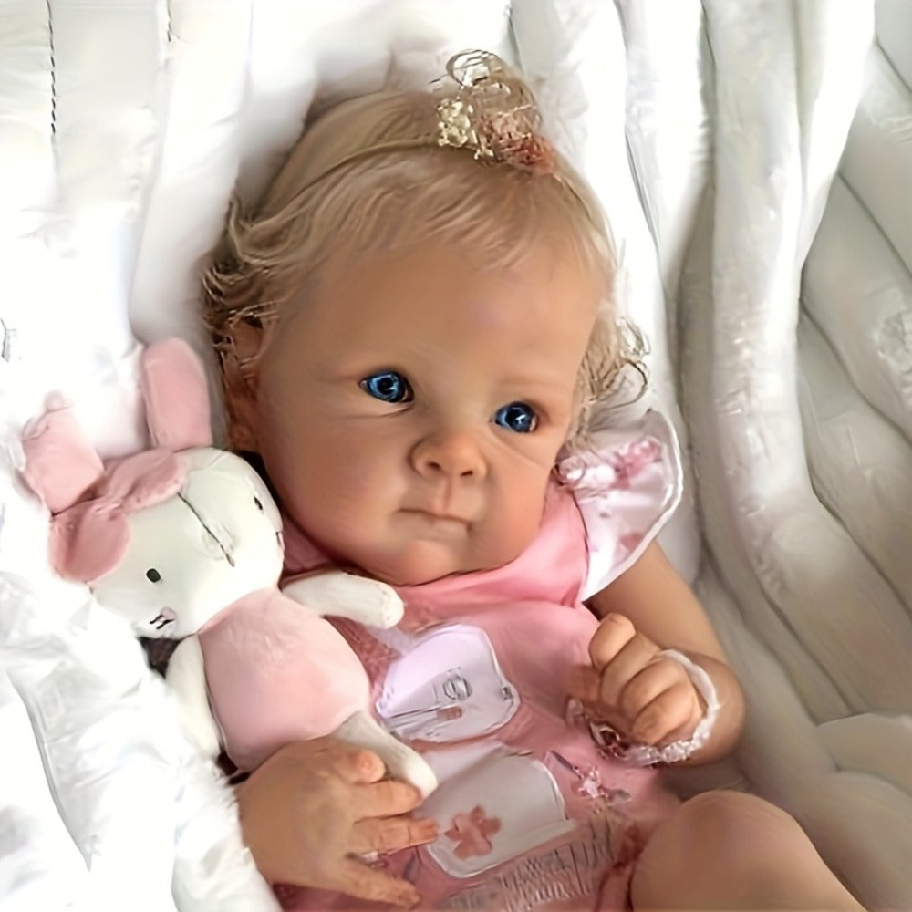 22-Inch Full Vinyl Reborn Baby Doll with Rooted Hair and Open Eyes