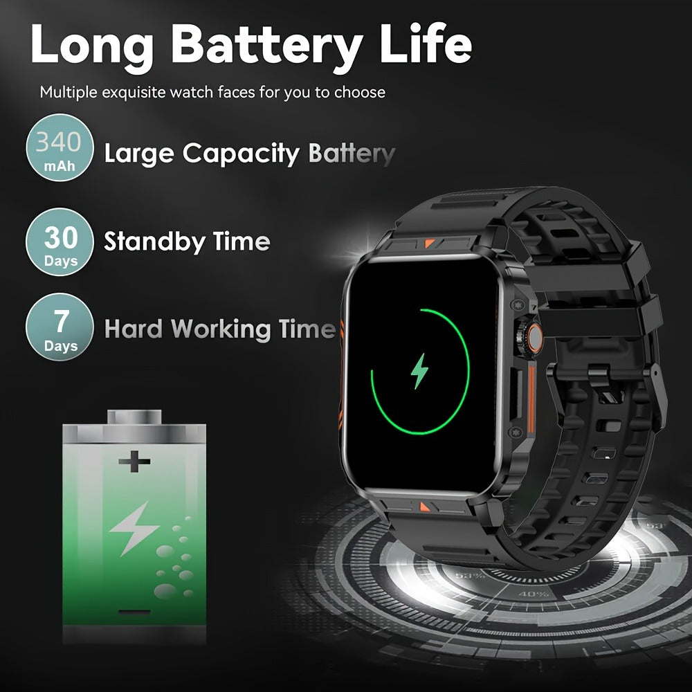 Bluetooth Calling Smartwatch for Men SENBONO L81B 1.95 Inch 340mAh Battery 100+ Sport Modes Step Calorie Distance Tracker Weather Alerts FitCloudPro – Black