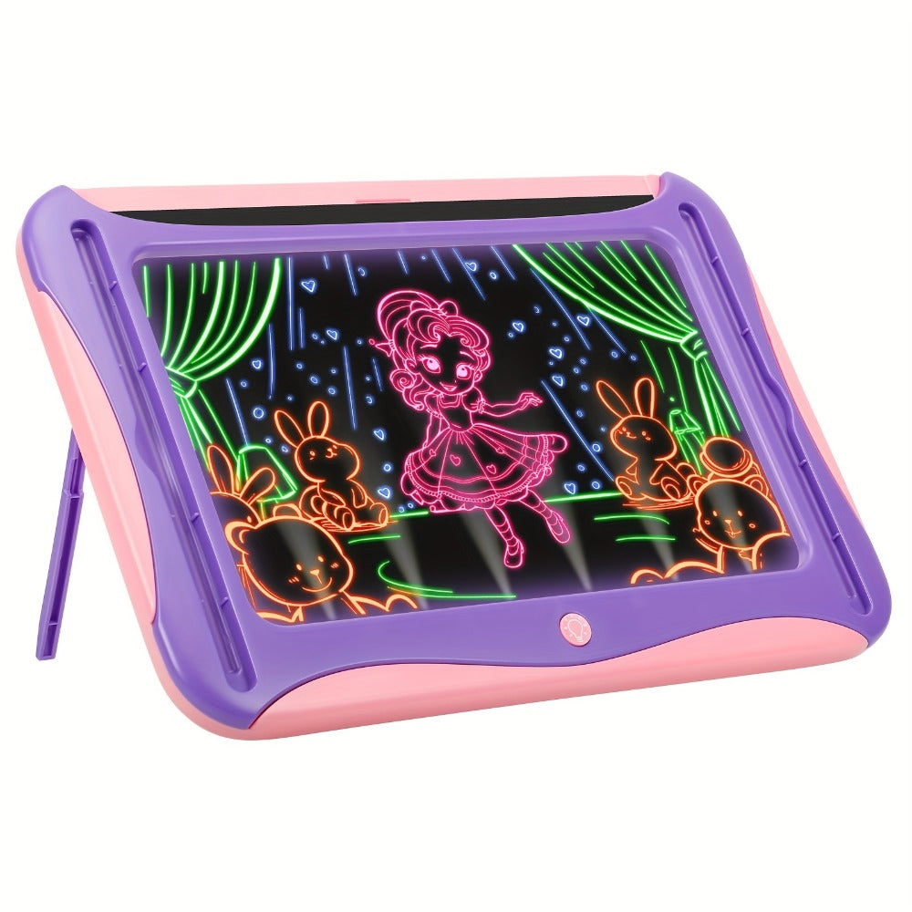 LED Light Up Drawing Board for Kids with 9 Double-Sided Tracing Cards & 6 Markers – Travel Doodle Board, 6 Colors