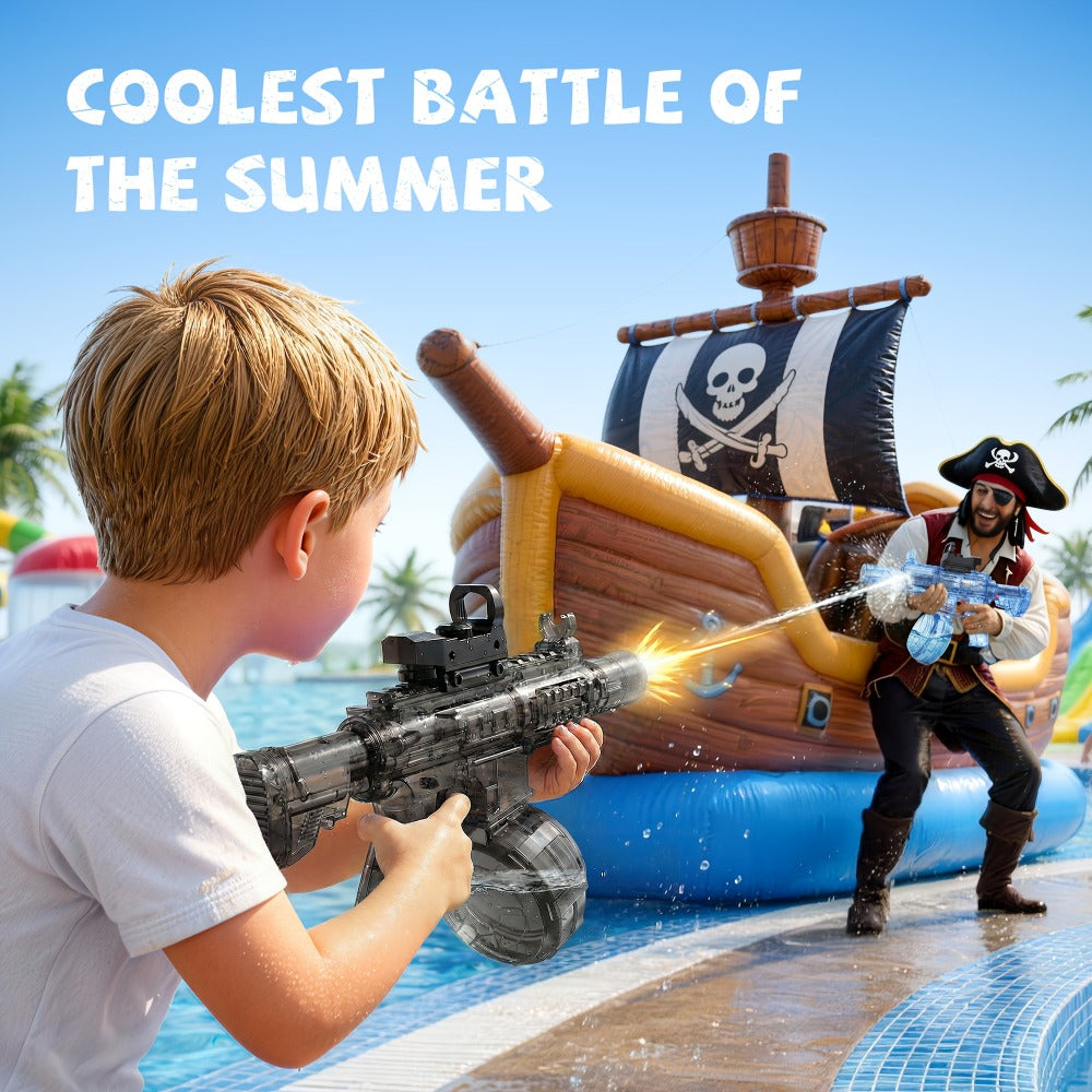 Kids Sound & Light Electric Water Gun Ages 3-8 – Auto Squirt Blaster with Large Tank & LED Effects, Summer Outdoor Pool Beach Backyard Party Toy, Birthday Gift for Boys & Girls, 1pc or 2-Pack