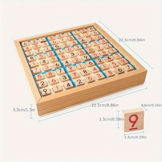 Wooden Sudoku Board Game with Challenge Cards, Logic Number Puzzle for Kids & Adults