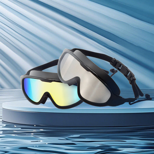 Anti-Fog Swim Goggles, Golden and Silver 2-Pack with Adjustable Straps and Silicone Seals