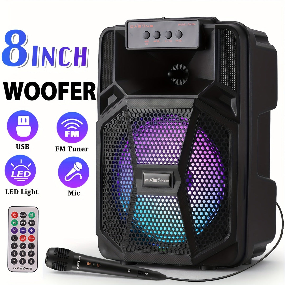 PA Speaker Karaoke Machine 3000W with Dual 6.5" Woofers – Bluetooth Wireless, FM Radio, Party Lights, Wired Microphone Included, Portable Boombox for Parties, Events & Outdoor Use