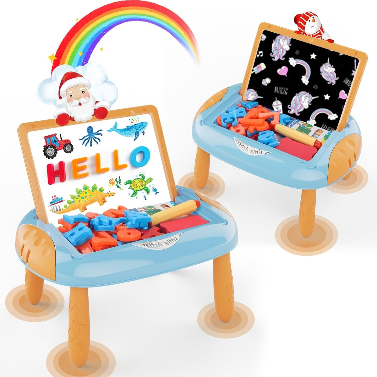 Magnetic Doodle Board Double Sided for Kids – Portable Foldable Drawing Writing Easel with Teaching Supplies Creative Toy Gift for Boys Girls Toddlers Ages 3+ Birthday Christmas
