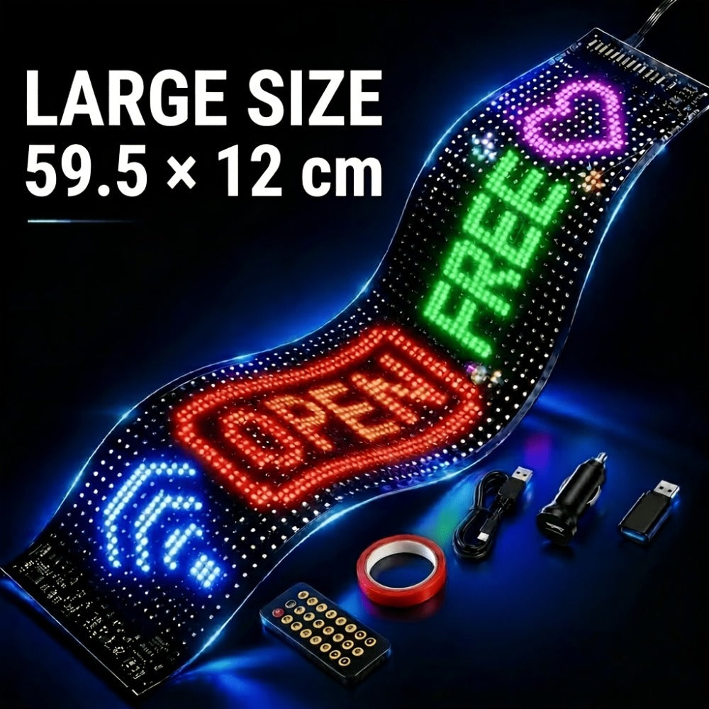 Programmable LED Sign – Flexible Matrix Display with App Control, Custom Text & Animations, Music Sync, USB Powered LED Panel for Bedroom Decor Store Window Business Display (3 Sizes)