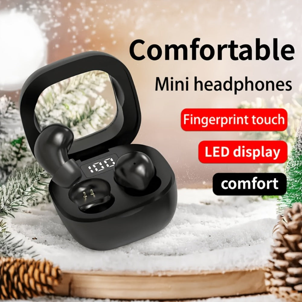 Mini Wireless Earbuds with Charging Case, Ultra-Long Battery Life, Universal Phone Control, Compact True Wireless Earphones Compatible with iOS & Android, Lightweight In-Ear Headphones for Music Calls Travel Work