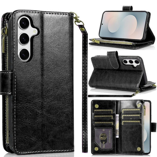 Wallet Case for Samsung Galaxy S25 FE – Luxury Leather Zipper Card Holder ID Window Money Pocket Folio Flip Cover, Slim Protective Phone Case with Card Slots for Galaxy S25 FE Women Men
