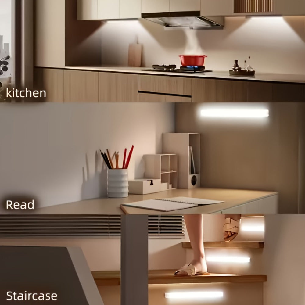 Motion Sensor Cabinet Light 6 Pack - USB-C Rechargeable LED Under Cabinet Lighting, 3 Modes Wireless Night Light with Magnetic Mount for Kitchen Closet Hallway Stairs Bedroom