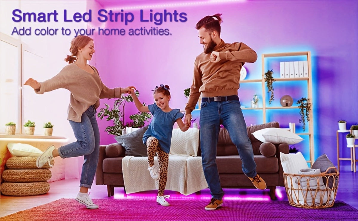 RGB LED Strip Lights Music Sync Color Changing – App & 24-Key Remote Control Dimmable Timer Adhesive LED Light Strip for Bedroom Dorm Ceiling TV Holiday Decor – 6.56FT to 260FT