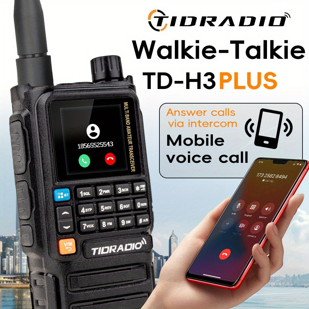 Tidradio H3 Plus Ham Radio Multi-Band Two-Way Radio, AM/FM Reception, Wireless Headset Compatible, Global Intercom via App, Long Range Walkie Talkie for Camping Emergency Outdoor Communication