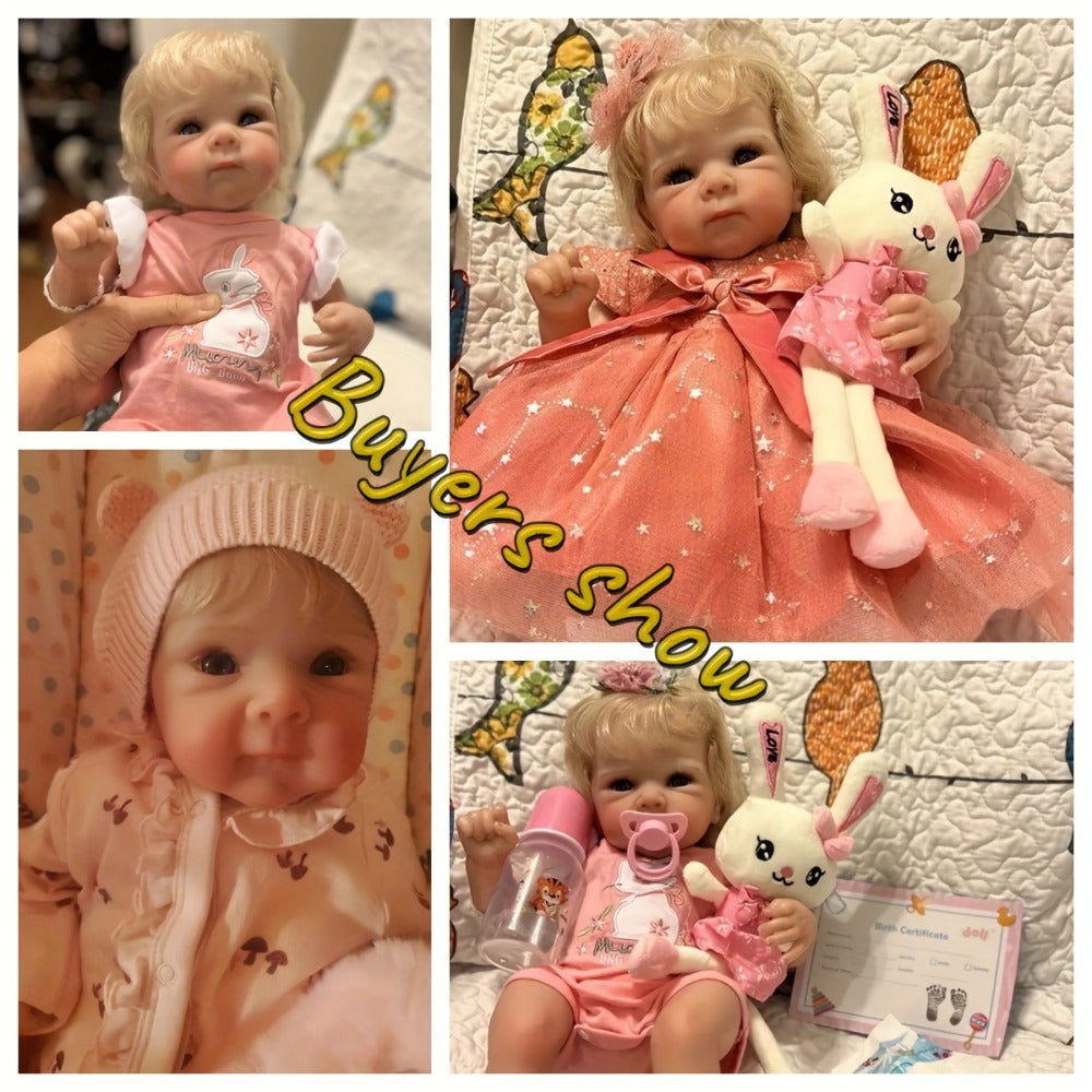 16-Inch Reborn Baby Doll with Rooted Hair and Soft Cloth Body