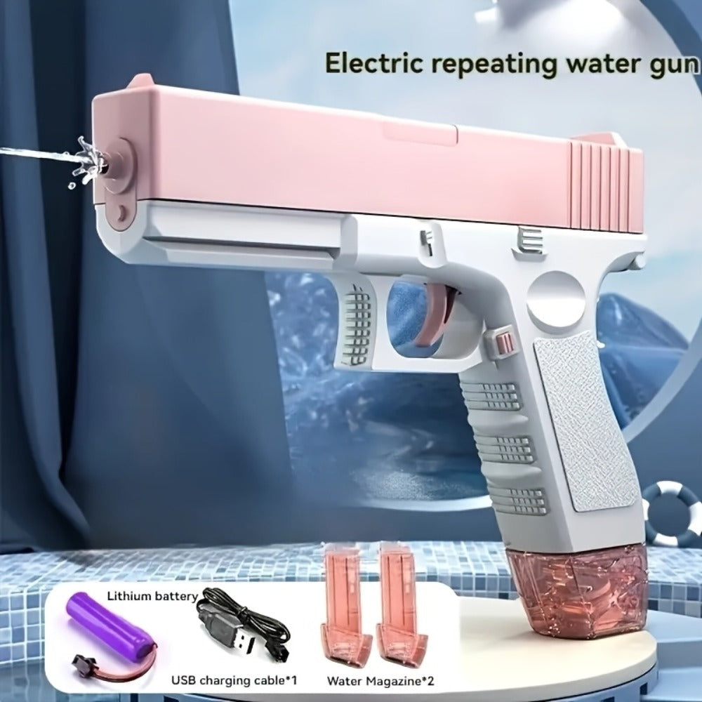 Electric Water Gun with Two Swappable Tanks for Outdoor Water Play, Pink