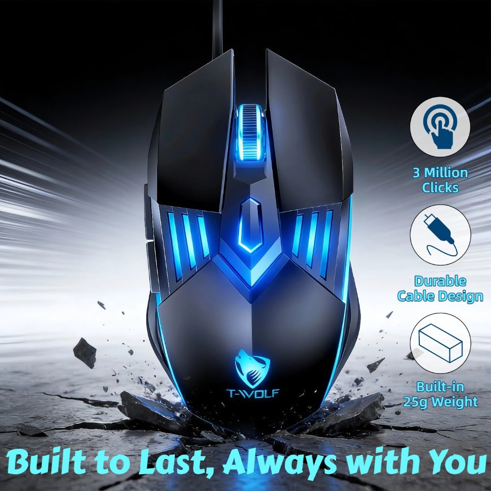 Programmable RGB Gaming Mouse Wired Ergonomic Pro-Grade with Turbo Click Multi-Mode DPI Sensitivity Dynamic RGB Lighting Forward Back Buttons USB Plug & Play for PC Laptop Mac Multiple Models