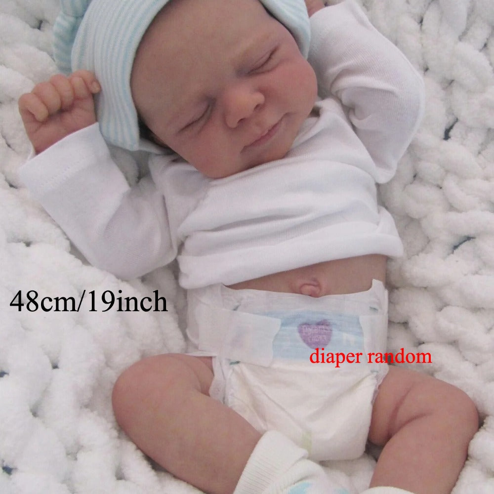 19-Inch Full Vinyl Reborn Baby Doll with Closed Eyes & Movable Limbs