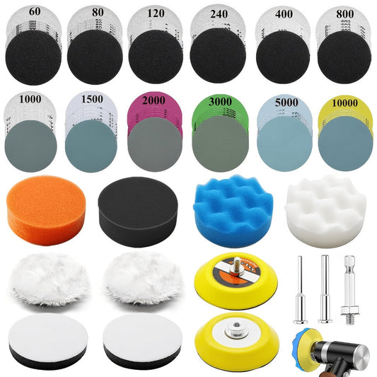 Sanding Disc & Polishing Kit, 133-Piece with 3-Inch Hook-and-Loop Wet/Dry Discs