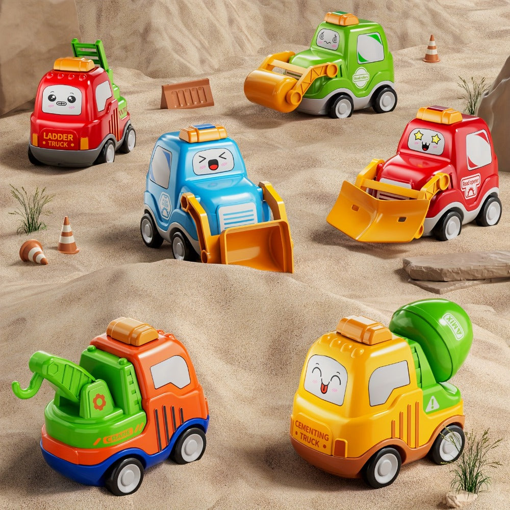 Car Carrier Truck Toy with 6 Cars, 16.9" Transport Construction Truck with Lights & Sounds