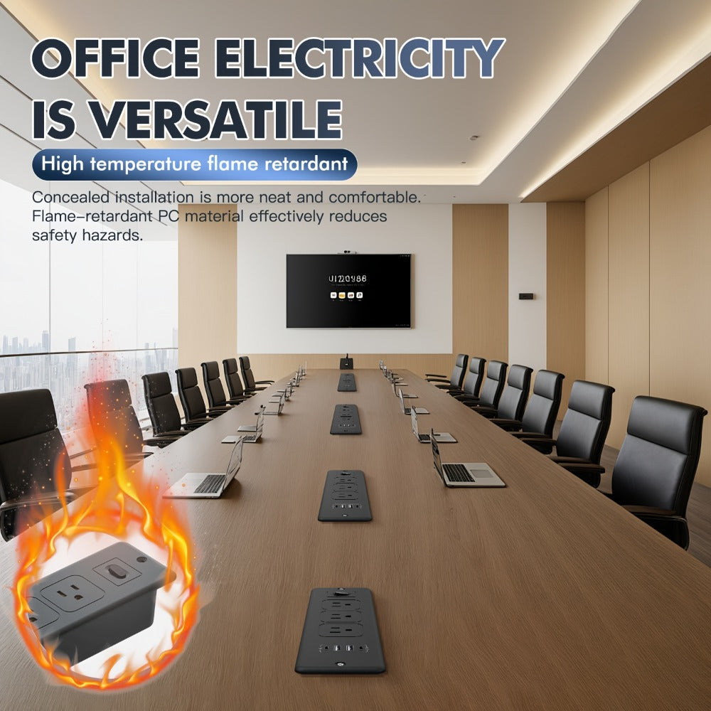 Recessed Power Strip In-Desk Embedded Socket 7-in-1, 3 AC Outlets & 4 USB Ports, Slim Space-Saving Design, 6ft Extension Cord, Countertop Power Station for Home Office Hotel Conference Room – BOCHLION BKL-U58