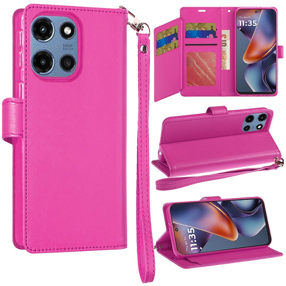 Moto G 5G 2025 Wallet Case PU Leather Folio with 5 Card Slots Cash Pocket Magnetic Closure Kickstand for Motorola Moto G 5G 2025 – NOT for 2024/2023/2022