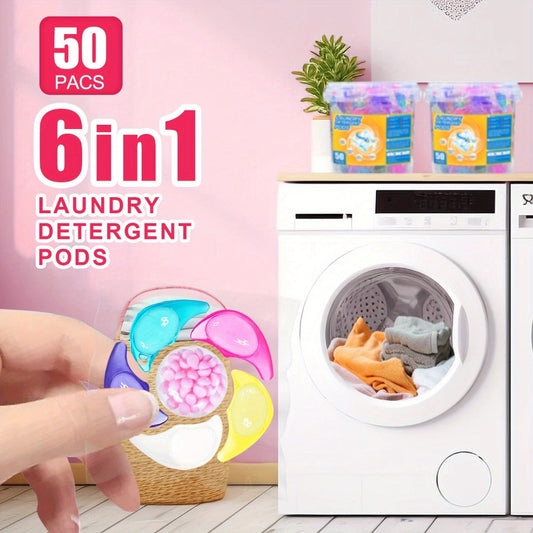 Laundry Detergent Pods, 6-in-1 Scented Formula, 50-Count Box
