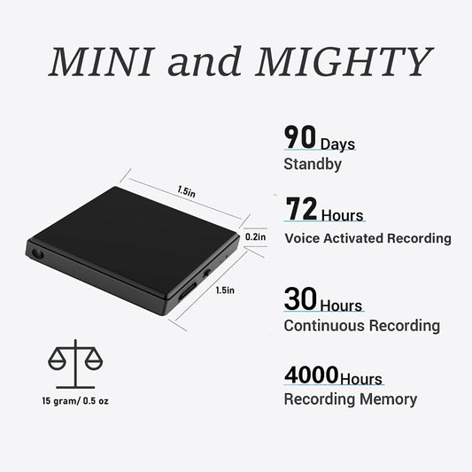 Voice-Activated Recorder with 3072 Kbps Audio, AI Noise Reduction and Magnetic Design