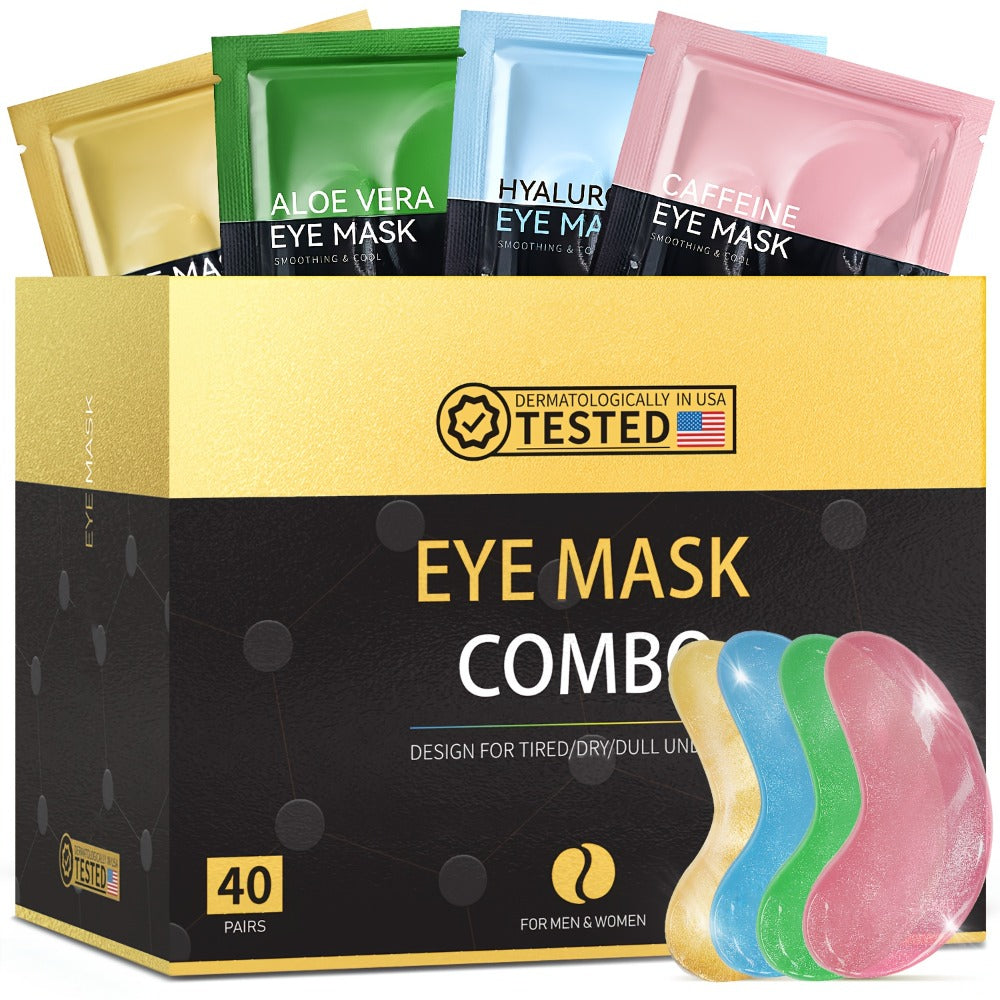 Under Eye Masks 40 Pairs Collagen Crystal Eye Patches with Caffeine & Aloe Vera - Reduce Dark Circles Puffiness Fine Lines Hydrating Eye Mask for Women Sensitive Skin Spa Gift Set