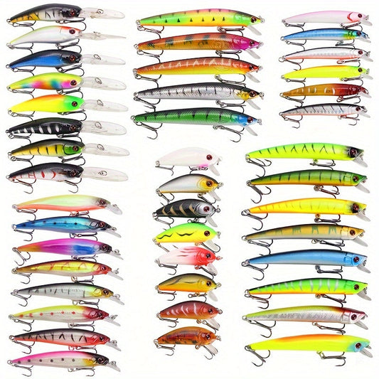 Minnow Fishing Lures Set, 43-Piece Hard Plastic Crankbait Assortment